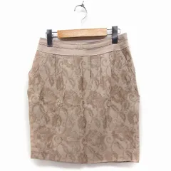 ボディドレッシングデラックス BODY DRESSING Deluxe タック タイトスカート ミニ 総柄 ウエスト切替 36 ライトブラウン 薄茶 /FT20のサムネイル