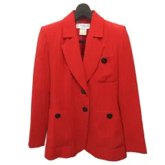 イヴサンローラン YVES SAINT LAURENT テーラードジャケット ブレザー シングル ストライプ 36 赤 レッドのサムネイル