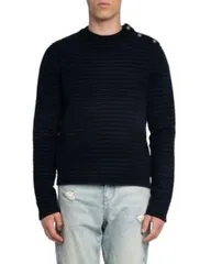 ザディグ エ ヴォルテール メンズ アウター ニット・セーター ウール Zadig Voltaire Spike LC Stripes Wool Blend Sweater Black ブラックのサムネイル