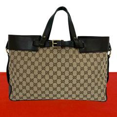 極 美品 GUCCI グッチ ロゴ 金具 GG 柄 キャンバス レザー 本革