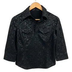 伊太利屋/GKITALIYA(イタリヤ) 七分袖ポロシャツ サイズ9 M レディース美品  - 黒 ラインストーンのサムネイル