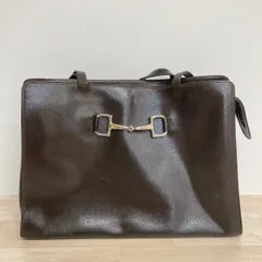 POLLINI/ポリーニ ホースビット トートバッグ/ハンドバッグ ダークブラウン/茶色系 ゴールド金具 レディース[OO00029]のサムネイル