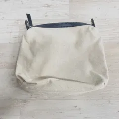 美品 ROSE BUD/ローズバッド キャンバス ポーチ アイボリー×ブラック ファスナー開閉 小物入れ レディース[OO00037]のサムネイル