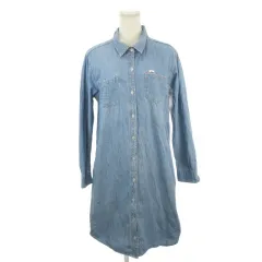 エディーバウアー EDDIE BAUER シャツワンピース PL 青 ブルー シャツカラー 長袖 胸ポケット /AH31 ■ECE003のサムネイル
