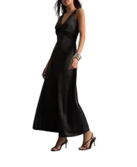 ウエアハウス レディース トップス ワンピース シフォン サテン Warehouse Satin and Chiffon Mix Midaxi Dress Black ブラックのサムネイル