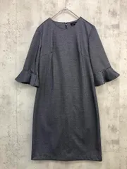 BANANA REPUBLIC バナナリパブリック フレアスリーブ 5分袖 ヘリンボーン Iライン ワンピース size4/紺 ◇■ レディースのサムネイル