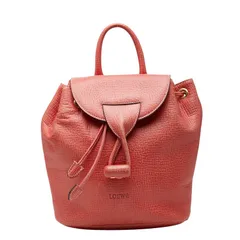 ロエベ 型押し フラップ リュック バックパック 巾着 レッド系 レザー レディース LOEWE【1-0275287】のサムネイル
