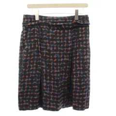 ドリスヴァンノッテン DRIES VAN NOTEN スカート 絹 シルク S 紺 赤 総柄 ひざ丈 /JP ■GY11のサムネイル