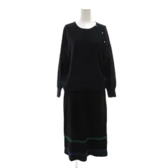 ソニアリキエル SONIA RYKIEL コレクション Collection ニットワンピース 44 紺 ネイビー 黒 ブラック 長袖 レイヤードデザイン マキシ ロング /NU ■ECF005のサムネイル
