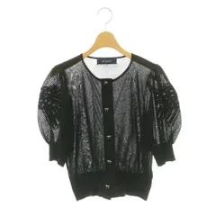 エムズグレイシー M'S GRACY 25SS 袖モチーフ入りカーディガン 半袖 ニット 40 黒 ブラック /NR ■OS ■SHのサムネイル