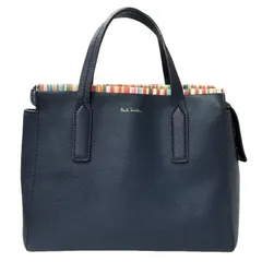 Paul Smith ポールスミス マルチストライプ 2wayバッグ ネイビー PVCレザー ハンドバッグ レディース 【中古】 22604R22のサムネイル