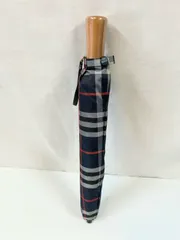週末SALE‼️【希少・美品】Burberrys バーバリー 折りたたみ傘 ブラックチェック ロゴ刻印のサムネイル