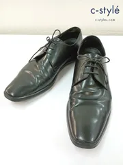 P615 [人気] PRADA プラダ 革靴 9 ブラック レザー ビジネス ドレス シューズ 2 EE 010 | ★のサムネイル