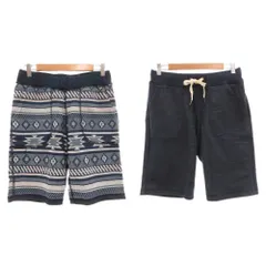 ニーキューイチニーキューゴーオム 291295＝HOMME リバーシブル パンツ 2 紺 ネイビー ネイティブ柄 ショート丈 ウエストリブ /MLのサムネイル