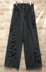 中古】 FURFUR ファーファー 25AW フラワー刺繍デニムパンツ ブラック