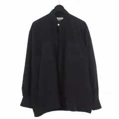 ジャンニヴェルサーチ ヴェルサーチェ GIANNI VERSACE ヴィンテージ シャツ スタンドカラー メデューサ刺繍 長袖 L 黒 ブラックのサムネイル