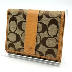 コーチ COACH ポーチ レザー ブラウン 馬車柄 ゴールドロゴ ロゴ