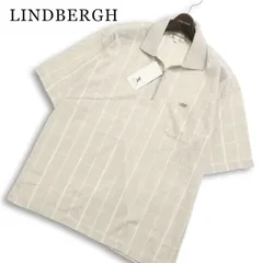 【新品 未使用】 LINDBERGH リンドバーグ 春夏★ 麻 リネン混 半袖 ジップ ワッフル チェックポロシャツ Sz.L メンズ ゴルフのサムネイル