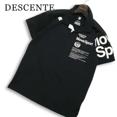 【美品】 DESCENTE デサント 春夏 Move Sport★ 半袖 ロゴプリント デカロゴ 鹿の子 ジャージ ポロシャツ Sz.L メンズ 黒のサムネイル