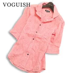 VOGUISH ヴォーギッシュ ルパート 春夏★ 麻 リネン100% 五分袖 シワ加工 スリム ボタンダウン シャツ Sz.L メンズ ピンク系のサムネイル