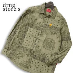 drug store's ドラッグストアーズ 通年★ 長袖 バンダナ柄 パッチワーク ブタ ロゴ刺繍 総柄 シャツ Sz.3 ユニセックスのサムネイル