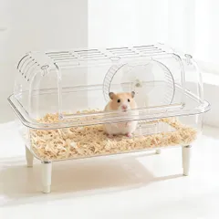 SIRUNLY ハムスター ケージ 全透明大型 ランニングホイール付 幅 60.5× 奥行 37.4× 高さ 39.1cm PET 製のサムネイル