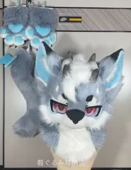 狼 犬 猫 着ぐるみ ヘッド ケモノ ファースーツ ぬいぐるみ コスプレ コスチューム Kurumi 一点物 D261のサムネイル