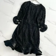 希少✨ELISABETTA FRANCHI エリザベッタフランキ 総レースワンピース ドレス フレア ブラック 40 結婚式 二次会 ブラック 黒 フォーマル セレモニー イタリア製のサムネイル