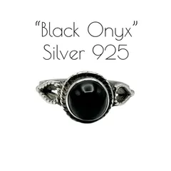 【漆黒の輝き】 ブラックオニキス Silver 925 刻印 Design Ring シルバー ヴィンテージ デザイン リング 13号 ユニセックス クラシック モード シンプルのサムネイル