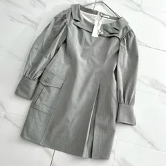 未使用✨2024年モデル✨ADEAM アディアム　FOXEY フォクシー ストライプワンピース 変形カラー グレーのサムネイル