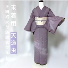夏着物 絽 色無地 フルセット 正絹 紋付 夏帯 夏帯締め 夏帯揚げ 美品