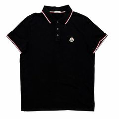 極美品］モンクレール ポロシャツ ブラック トリコロール M - メルカリ