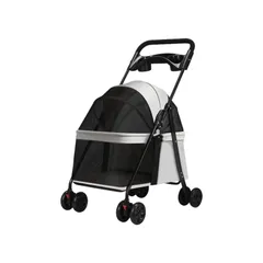 Loyimioo 犬 カート ペットカート 小型犬 犬用 猫用折たたみ可能 分離可能 多頭の小型犬猫汎用 ドッグ バギー 折りたたみ式 360度回転キャスター (グレー) 1のサムネイル