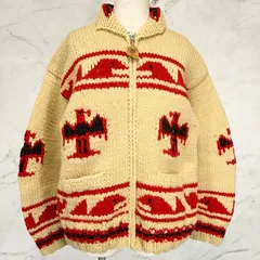CANADIAN SWEATER COMPANY LTD.　カナディアンセーターカンパニー　カウチンニット　カウチンセーター　ジップアップ　ハンドニット　手編み　サンダーバード柄　カナダ製　ウールのサムネイル