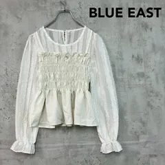 BLUE EAST ブルーイースト ビスチェレイヤードブラウス ホワイト レディース トップス 長袖 重ね着風 シャーリング フリル キャンディスリーブ ブラウス プルオーバー きれいめ ガーリー フェミニン 春 夏 ★ ■◇ ■◆のサムネイル