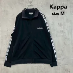 Kappa カッパ M ブラック トラックジャケット ジャージ 上 フルジップ ジップアップ ジャケット ブルゾン アウター トップス 長袖 袖ライン サイドテープ ワンポイント ロゴ 刺繍 スポーツウェア トレーニング ストリート 古着 ★ ■■のサムネイル