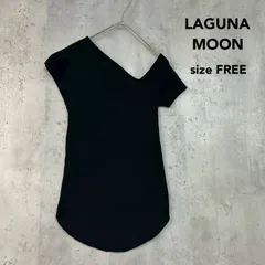 LAGUNAMOON ラグナムーン F ブラック ワンショルダー アシンメトリースリーブ ニット カットソー 半袖 変形デザイン リブ編み ストレッチ トップス インナー プルオーバー カジュアル モード モード系 ★ ■◆のサムネイル