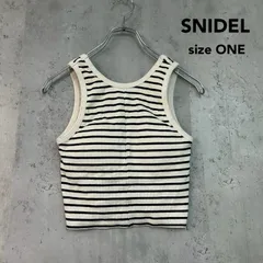 SNIDEL スナイデル ONE SIZE ブラック ホワイト カップ付きボーダータンクトップ ノースリーブ カットソー リブニット ショート丈 クロップド キャミソール インナー パット付き SWCT234244 ★ ■◆のサムネイル