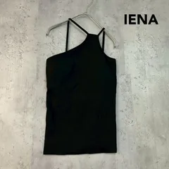 IENA イエナ ブラック アシンメトリー リブ キャミソール タンクトップ 変形 ストラップ ノースリーブ インナー トップス カットソー ストレッチ コットン混 日本製 24-070-900-9900-2-0 ★ ■◆のサムネイル
