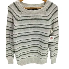 バナナリパブリック BANANA REPUBLIC ボーダー コットン アクリル ラグランスリーブ ローゲージ ニット セーター メンズ import：L のサムネイル