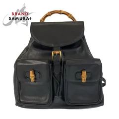 美品 GUCCI グッチ バンブー ブラック 黒 ゴールド金具 レザー 003 2058 0016 バックパック リュックサック レディース 601343【中古】のサムネイル