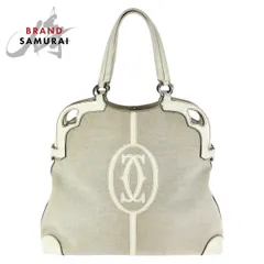 CARTIER カルティエ マルチェロ ドゥ カルティエ オフホワイト シルバー金具 キャンバス/レザー トートバッグ 603328【中古】のサムネイル