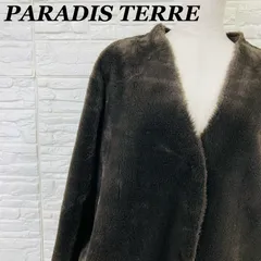 PARADIS TERRE フェイクファー ノーカラーコート ロングコート ブラウン レディース エコファーコート パラディテール 秋冬 防寒 【011615】のサムネイル