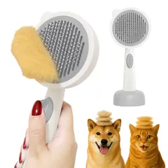 FelineBees 猫 犬 ブラシ 皮膚に優しい 痛くない 長毛 短毛 ヒーリングブラシ スリッカーブラシ くし ペット用 ペットブラシ 毛取り ブラッシング フィーラインビーズ トレルン （ホワイト)のサムネイル