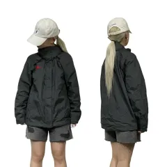 THE NORTH FACE ザノースフェイス チャコール オーバーサイズ ウィンドブレーカー トラック ジャケット Mのサムネイル