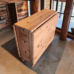 【tao様専用】IKEA イケア NORDEN ノールデン バタフライテーブル ゲートレッグテーブル ダイニングテーブル 伸長式テーブル 引き出し付き 無垢材 パイン材 北欧家具 定価34990円 引取可のサムネイル