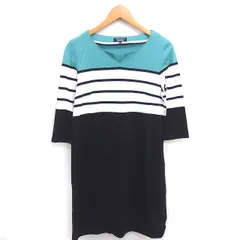 ソニアリキエル SONIA RYKIEL collection ワンピース ボーダー ロング キーネック 七分袖 38 グリーン ブラック 緑 黒 /TTのサムネイル