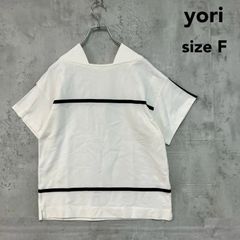 yori ヨリ フロッキードットカラーT カットソー 半袖 ブラック フリー