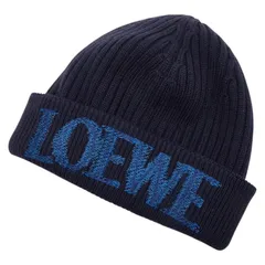 ロエベ ロゴ ニットキャップ ニット帽 ビーニー F540257X23 ネイビー ブルー ウール レディース LOEWE【1-0262987】のサムネイル