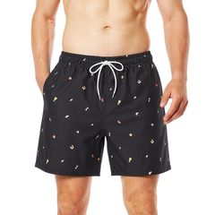 [U-Trend] Men's Surf Shorts Swim Trunks, Stylish Shorts for Hot Springs, Men's Swimwear, Shorts with Inner Lining, Water and Land Use, Loungewear, XL, Beautiful Pattern (Black) 1